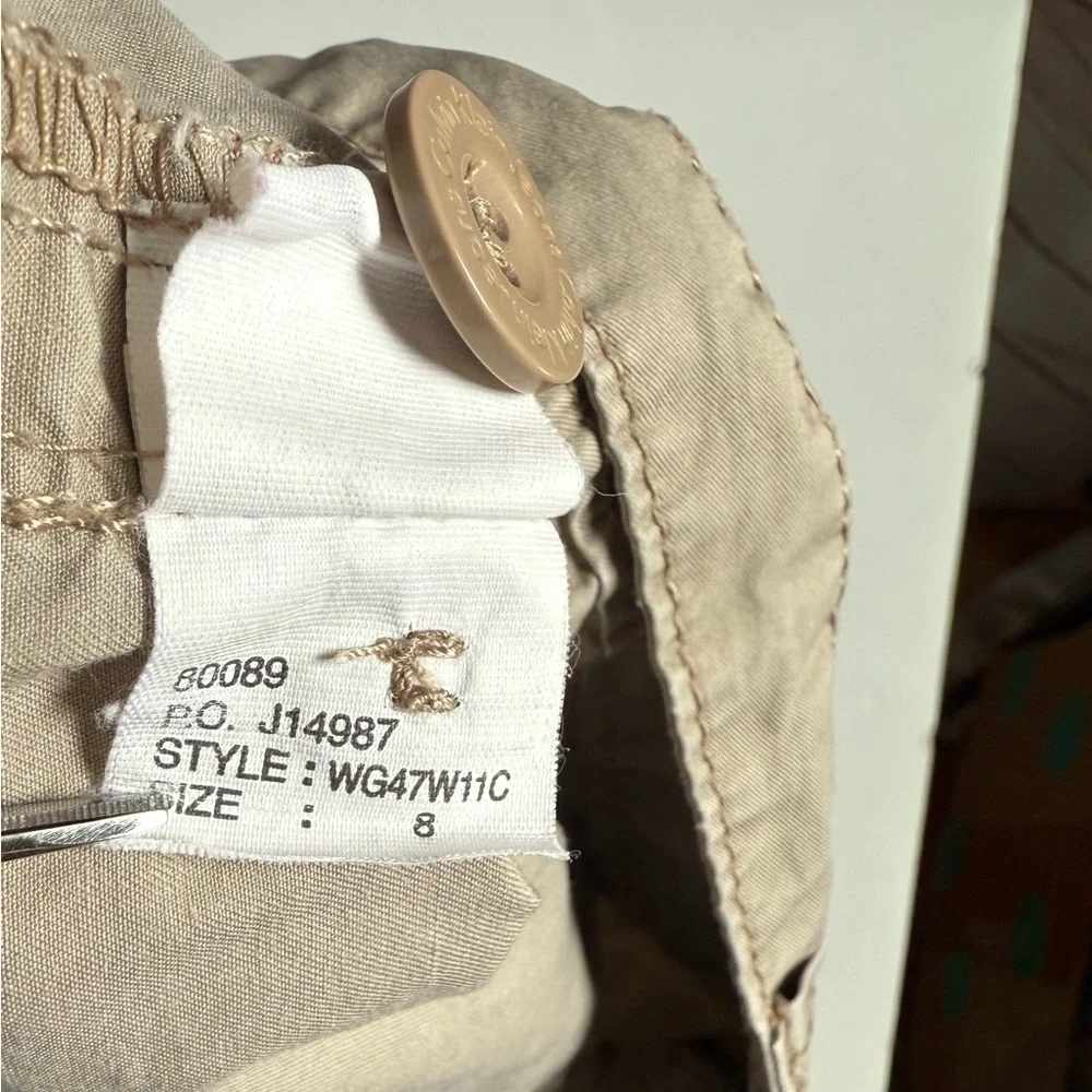 CALVIN KLEIN 8 Khaki Cargo Cotton Adjustable Capri Pants Shorts Size 8 - Picture 12 of 15